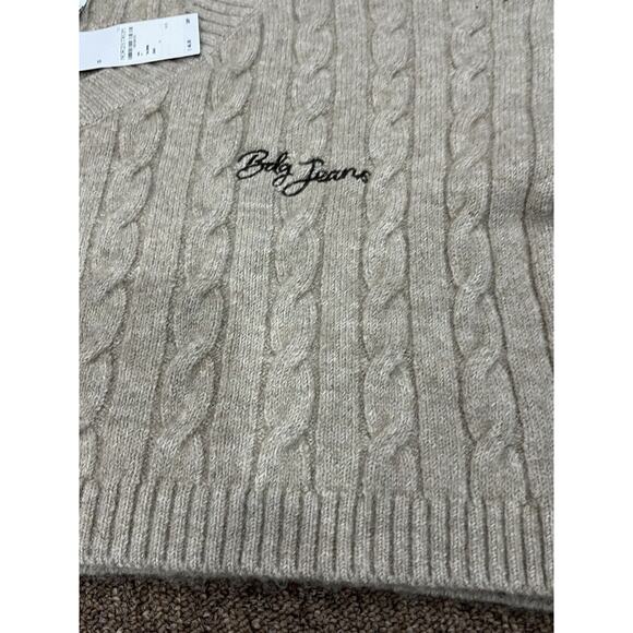 BDG Urban Outfitters Sand Cable Knit Long Sleeve Crop Baggy Sweater Sz XS New - Picture 12 of 14